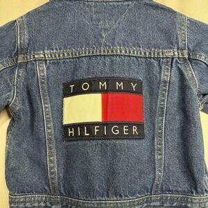Vtg Retro 90s Y2K Tommy Hilfiger Big Flag Blue Jean Jacket Baby Size 6-12 Months